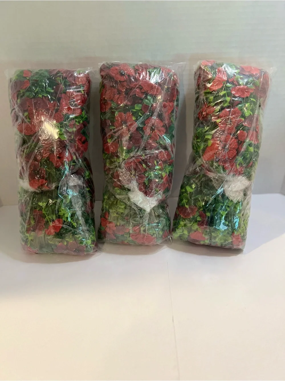 3 Packs of Artificial Daisy Hanging Flowers - Red, Brown and Green - 6 pieces